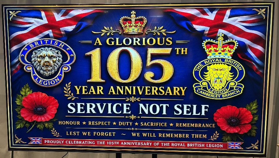 Royal British Legion banner marking its 105th anniversary